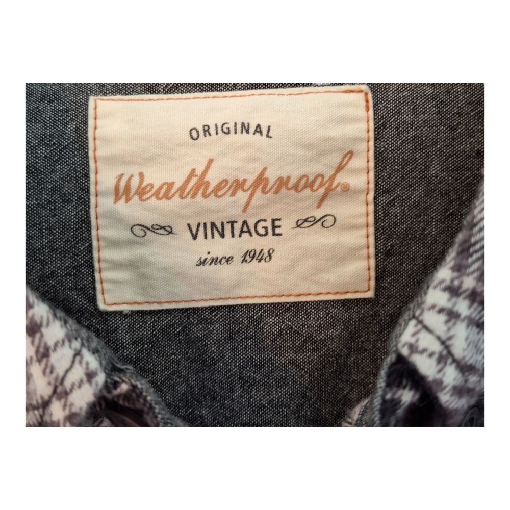 Weatherproof Vintage Flannel 100% Cotton Plaid Button Down Men's size XL Black - Picture 10 of 10
